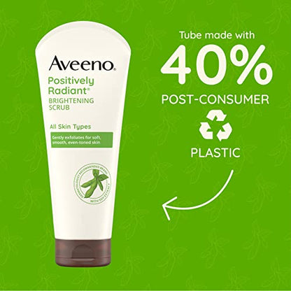 Aveeno Positively Radiant Skin Brightening Exfoliating Daily Facial Scrub, Moisture-Rich Soy Extract, helps improve skin tone & texture, Oil-& Soap-Free, Hypoallergenic, 5 oz