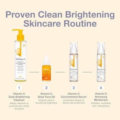 DERMA E Vitamin C Concentrated Serum with Hyaluronic Acid, Vitamin E & Aloe, All Natural, Antioxidant-Rich Concentrated Facial Serum – Firming and Brightening Vitamin C Face Serum, 2oz