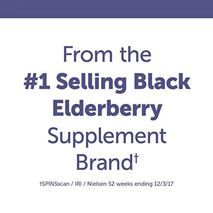 Nature’s Way Sambucus Elderberry Immune Gummies, Daily Immune Support for Kids and Adults*, with Vitamin C, Vitamin D3, Zinc, Gluten Free, Vegetarian, 60 Gummies (Packaging May Vary)