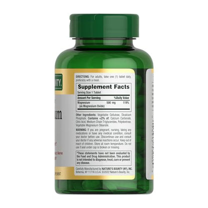 Nature's Bounty Magnesium, Bone and Muscle Health, Whole Body Support, Tablets, 500 Mg, 200 Ct