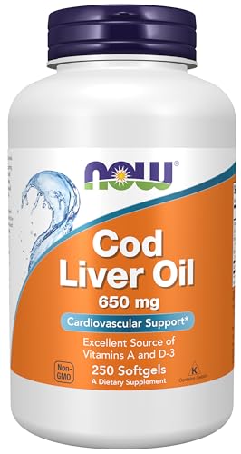 NOW Supplements, Cod Liver Oil 650 mg, Excellent Source of Vitamins A and D-3, 250 Softgels