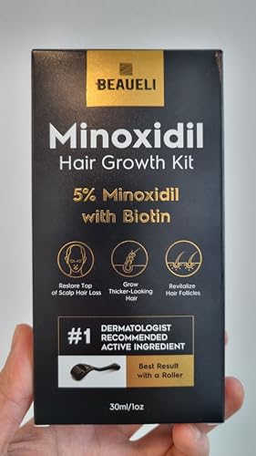 Beaueli 5% Minoxidil for Women Hair Growth Kit, Minoxidil for Men Beard Growth Kit, Hair Regrowth for Men, Hair Growth Serum, Hair Loss Treatments for Women and Men 30 ML, Black