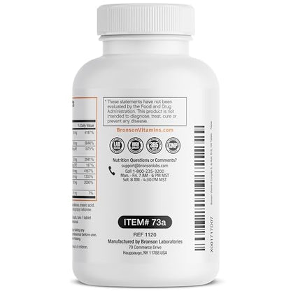 Bronson Super B Vitamin B Complex Sustained Slow Release (Vitamin B1, B2, B3, B6, B9 - Folic Acid, B12) Contains All B Vitamins 100 Tablets