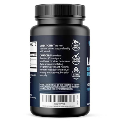L-Arginine Capsules for Active Males - 60 Count, Non-GMO, 1200mg Blend of L Arginine and L Citrulline - Arginine Supplement for Enhanced Performance - L Arginine 1000mg for Muscle Support