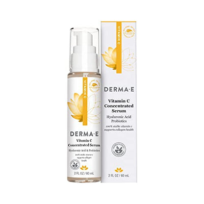 DERMA E Vitamin C Concentrated Serum with Hyaluronic Acid, Vitamin E & Aloe, All Natural, Antioxidant-Rich Concentrated Facial Serum – Firming and Brightening Vitamin C Face Serum, 2oz