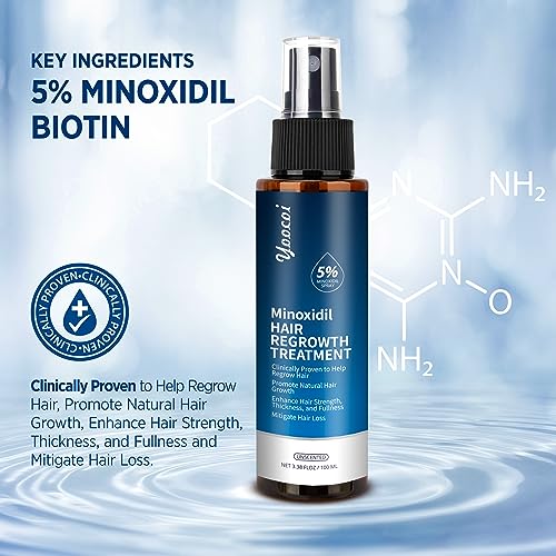 Hair Growth Serum 5% Minoxidil for Men and Women: Hair Regrowth Treatment for Stronger Thicker Longer Hair - With Biotin - Help to Stop Thinning and Loss Hair 100ML