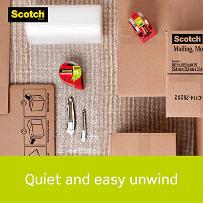 Scotch Sure Start Packing Tape, Clear, Quiet Unwind and Easy Start, Moving Supplies, 1.88 in. x 22.2 yd., 6 Tape Rolls with Dispensers