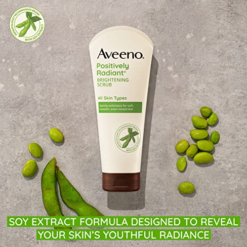 Aveeno Positively Radiant Skin Brightening Exfoliating Daily Facial Scrub, Moisture-Rich Soy Extract, helps improve skin tone & texture, Oil-& Soap-Free, Hypoallergenic, 5 oz