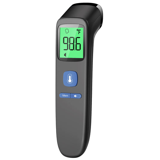 Non-Contact Thermometer for Adults and Kids, FSA eligible, Accurate & Easy to use Baby Thermometer, 1 Second Result, Mute Mode, Color-Coded Screen (Black)