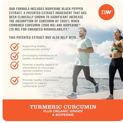 NatureWise Curcumin Turmeric 2250mg 95% Curcuminoids & BioPerine Black Pepper Extract Advanced Absorption for Joint Support [1 Month Supply - 90 Count]
