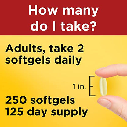 Nature Made Fish Oil Supplements 1000 mg Softgels, Omega 3 for Healthy Heart Support, 250 Softgels, 125 Day Supply