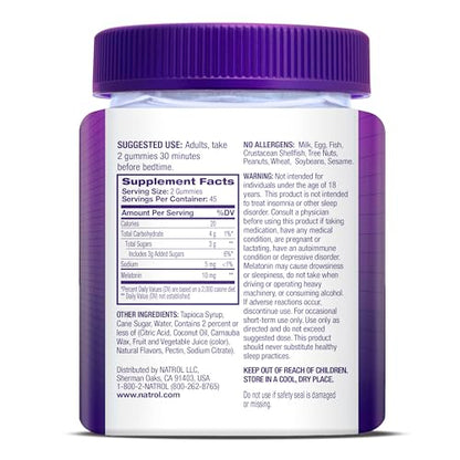 Natrol 10 mg Melatonin Gummies, Sleep Support for Adults, Melatonin Supplements for Sleeping, 90 Strawberry-Flavored Gummies, 45 Day Supply