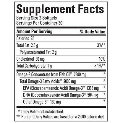 Nature Made Extra Strength Omega 3 Fish Oil Supplement, 2800 mg - 60 Softgels, 30 Day Supply