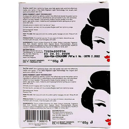 Kojie San Skin Brightening Soap - Original Kojic Acid Soap that Reduces Dark Spots, Hyperpigmentation, & Scars with Coconut & Tea Tree Oil - 65g x 2 Bars with Net