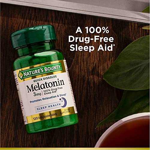 Nature’s Bounty Melatonin 3mg, 100% Drug Free Sleep Aids for Adults, Supports Relaxation and Sleep, Dietary Supplement, 240 Count (Cherry Flavour - Packaging May Vary)