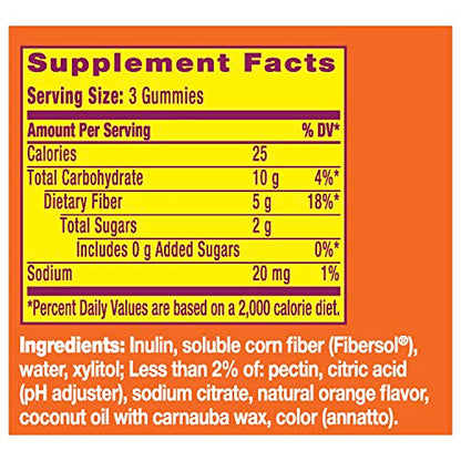 Metamucil Fiber Gummies for Adults, No Sugar Added Orange Flavor, 5g Prebiotic Plant Based Fiber Supplement Blend, 120 Count