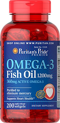 Puritan's Pride Omega-3 Fish Oil 1200mg, 200 softgels (13328)