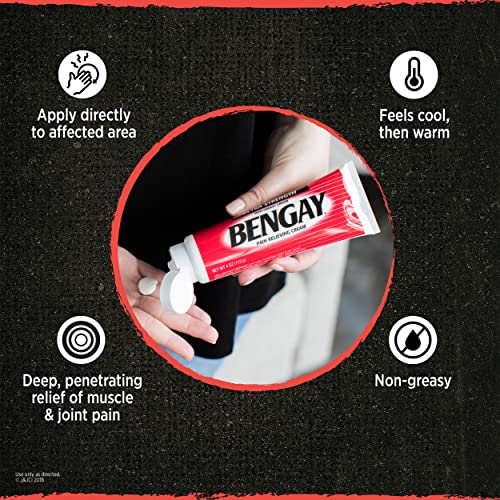 Bengay Ultra Strength Topical Pain Relief Cream, Non-Greasy Topical Analgesic for Minor Arthritis, Muscle, Joint, and Back Pain, Camphor, Menthol & Methyl Salicylate, 4 oz