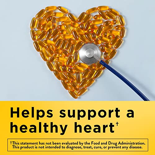 Nature Made Burp Less Omega 3 Fish Oil Softgels - 1200 mg Omega 3 Supplement for Heart Health, 200 Softgels, 100 Day Supply