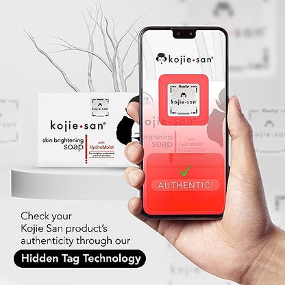 Kojie San Skin Brightening Soap – The Original Kojic Acid Soap that Reduces Dark Spots, Hyper-pigmentation, & other types of skin damage – 3 x 65g Bars