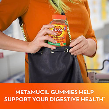Metamucil Fiber Gummies for Adults, No Sugar Added Orange Flavor, 5g Prebiotic Plant Based Fiber Supplement Blend, 120 Count