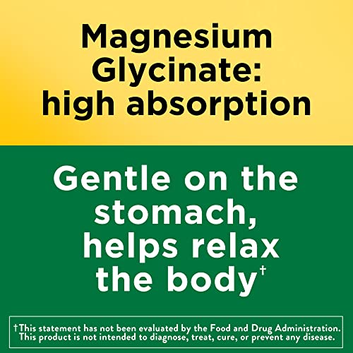 Nature Made Magnesium Glycinate 200 mg per serving, Magnesium Supplement for Muscle, Heart, Nerve and Bone Support, 60 Magnesium Bisglycinate Capsules, 30 Day Supply
