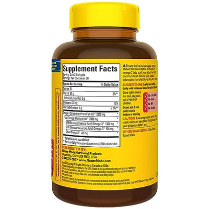Nature Made Extra Strength Omega 3 Fish Oil Supplement, 2800 mg - 60 Softgels, 30 Day Supply