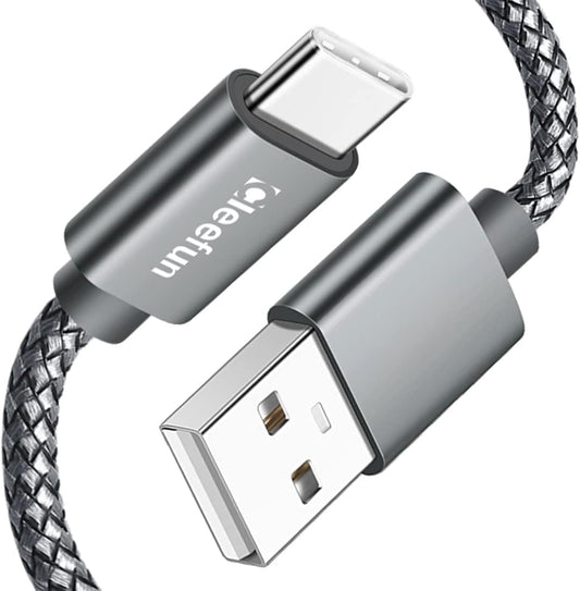 CLEEFUN USB C Charger Cable 10ft, Fast Charging USB to USB C Cable Braided USB Type C Cable for iPhone15 Plus/15 Pro Max Samsung Galaxy S23 S22 S21 S20 FE Ultra S10 S9 Note 20 10 A54/ Moto/LG, Grey
