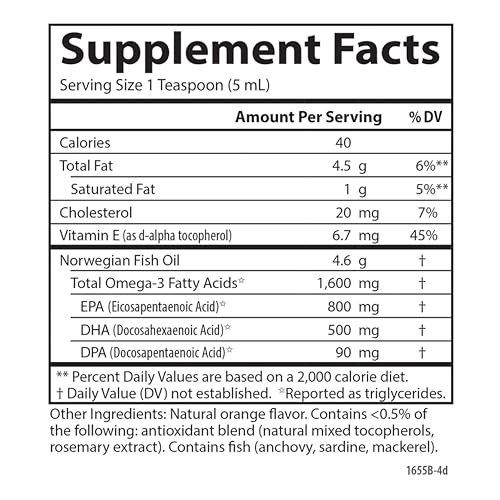 Carlson - The Very Finest Fish Oil, 1600 mg Omega-3s, Liquid Fish Oil Supplement, Norwegian Fish Oil, Wild-Caught, Sustainably Sourced Fish Oil Liquid, Orange, 16.9 Fl Oz