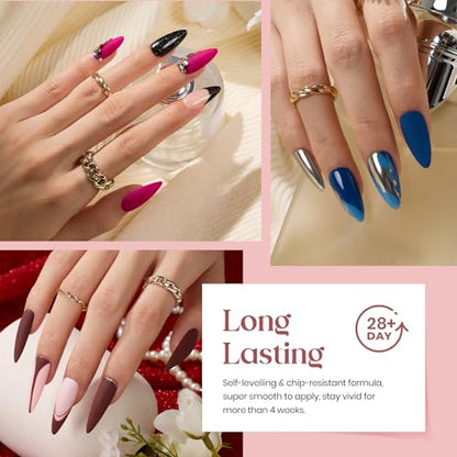 Beetles 23Pcs Gel Nail Polish Set with 3Pcs Base Matte and Glossy Top Coat,Nude Gray Pink Blue Glitter Gel Polish Kit Modern Muse Collection,Soak off Uv Gel for Girls Women