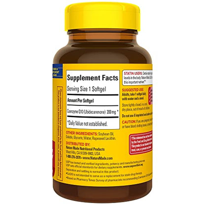 Nature Made CoQ10 200mg, Dietary Supplement for Heart Health Support, 105 Softgels, 105 Day Supply