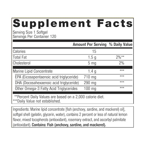 Metagenics OmegaGenics EPA-DHA 1000 - Omega-3 Fish Oil Supplement - for Heart Health, Musculoskeletal Health & Immune System Health* - with DHA & EPA - 120 Softgels