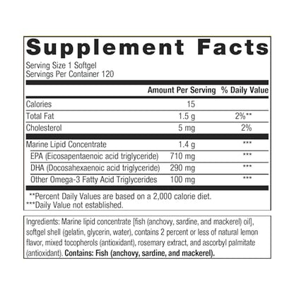 Metagenics OmegaGenics EPA-DHA 1000 - Omega-3 Fish Oil Supplement - for Heart Health, Musculoskeletal Health & Immune System Health* - with DHA & EPA - 120 Softgels