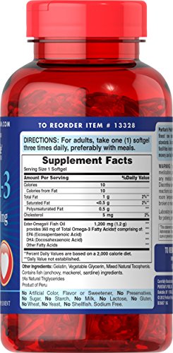 Puritan's Pride Omega-3 Fish Oil 1200mg, 200 softgels (13328)