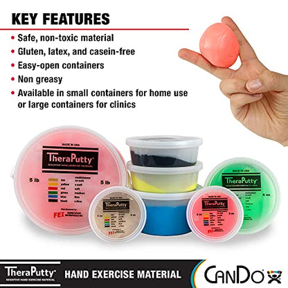 CanDo TheraPutty Standard Hand Exercise Putty For Rehabilitation, Exercises, Hand Therapy, Occupational Therapy, Hand Strengthening, Improve Motor Skills, Stress Relief