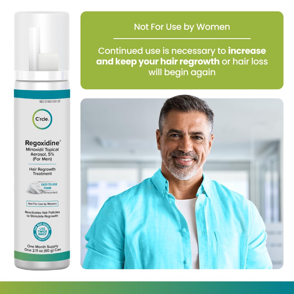 Regoxidine Men's 5% Minoxidil Foam & Topical - Helps Restore Vertex Hair Loss & Thinning Hair - Extra Strength Supports Hair Regrowth in Unscented Topical Aerosol Treatment (Foam, 3 Month's Supply)…