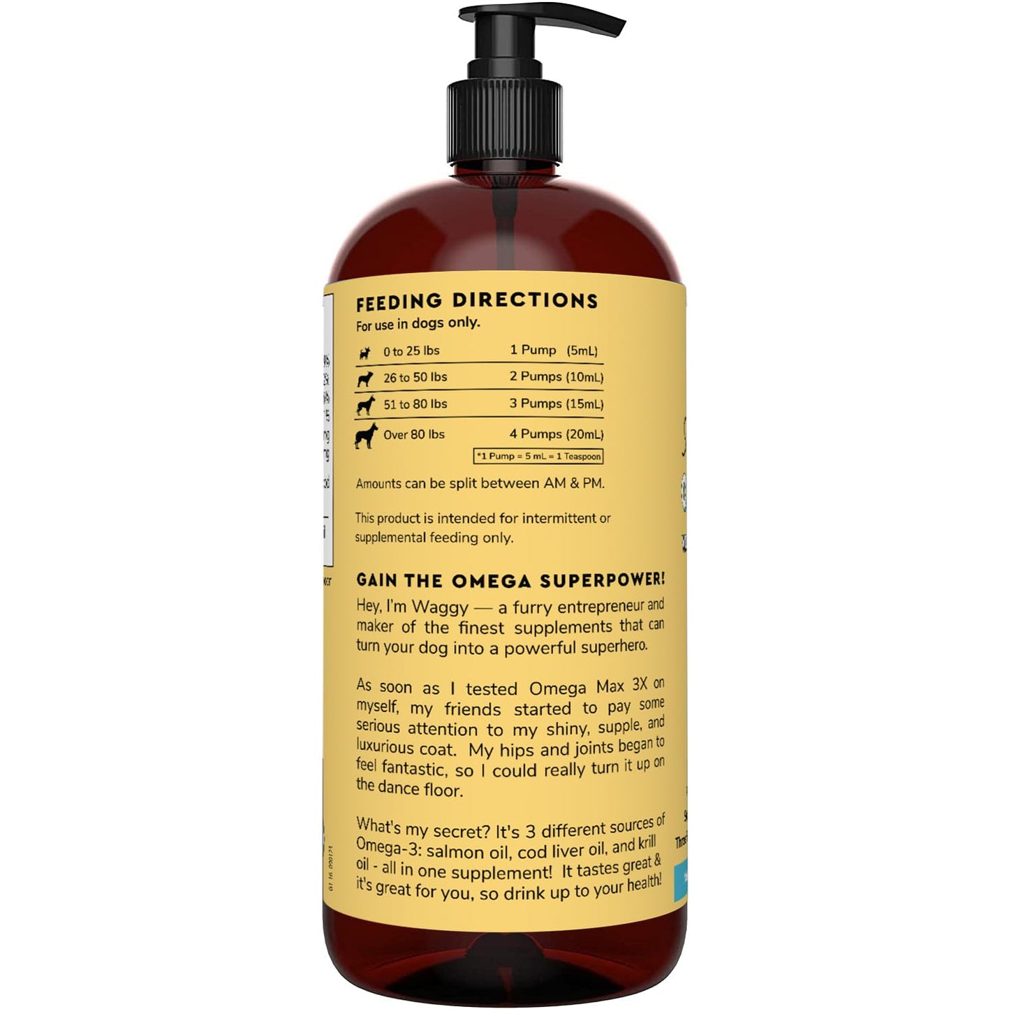 Wonder Paws Fish Oil For Dogs - Omega 3 For Dogs From Alaskan Salmon, Cod & Krill Oil - EPA DHA Fatty Acids - Less Shedding & Itching - Skin, Joint, Immune & Heart Health - 16 oz Pet Liquid Supplement