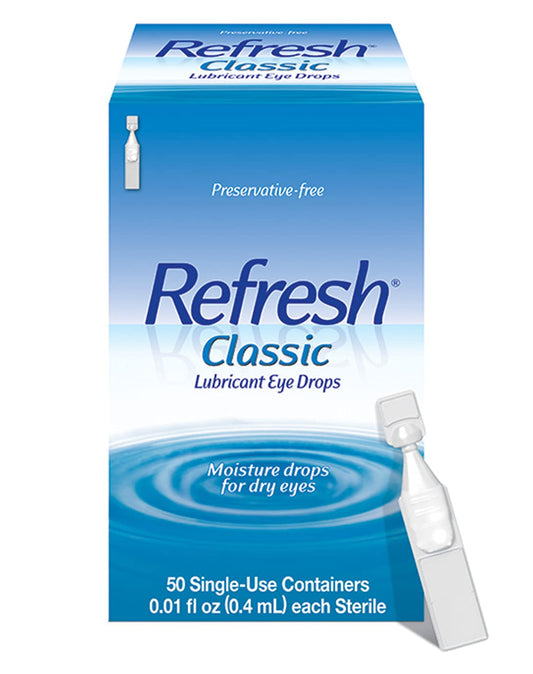 Refresh Classic Lubricant Eye Drops, Preservative-Free,0.01 Fl Oz Single-Use Containers, 50 Count, Pack of 1, Packaging May Vary