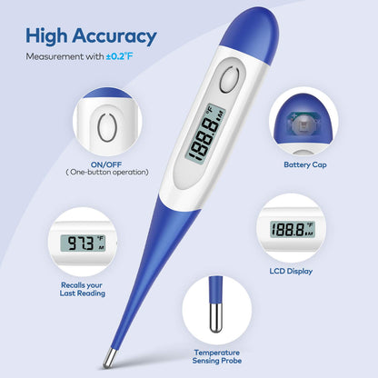 Boncare Thermometer for Adults with 10 Seconds Fast Reading, Digital Oral Thermometer for Fever, Basal Thermometer