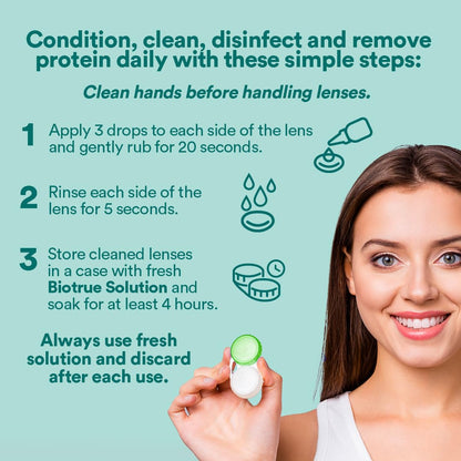 Biotrue Contact Lens Solution, Multi-Purpose Solution for Soft Contact Lenses, Lens Case Included, 10 FL OZ