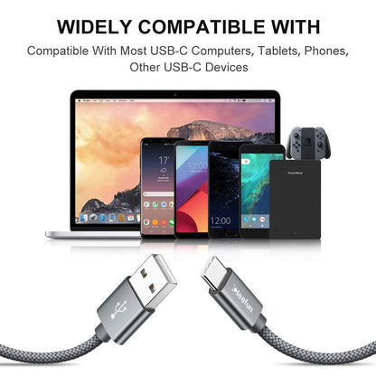 CLEEFUN USB C Charger Cable 10ft, Fast Charging USB to USB C Cable Braided USB Type C Cable for iPhone15 Plus/15 Pro Max Samsung Galaxy S23 S22 S21 S20 FE Ultra S10 S9 Note 20 10 A54/ Moto/LG, Grey