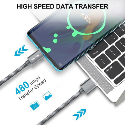 CLEEFUN USB C Charger Cable 10ft, Fast Charging USB to USB C Cable Braided USB Type C Cable for iPhone15 Plus/15 Pro Max Samsung Galaxy S23 S22 S21 S20 FE Ultra S10 S9 Note 20 10 A54/ Moto/LG, Grey