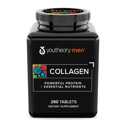 Youtheory Collagen for Men - with Biotin, Vitamin C and 18 Amino Acids, Gluten Free Hydrolyzed Collagen Supplement, 290 Capsules