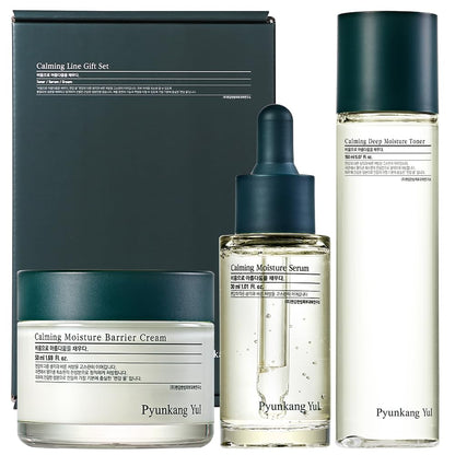 PYUNKANG YUL Calming Line Gift Box Set-Korean Facial Skin Care Essential for Daily Moisturizing with Toner, Serum, Cream, Safe on Acne Prone & Sensitive Skin, Vegan & Cruelty Free