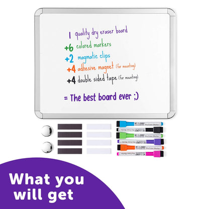 Magnetic Small White Board Dry Erase 11’’x14’’ - Mini Dry Erase Board Magnetic with 6 Markers, Personal Whiteboard Magnetic for Refrigerator Wall, White Boards, Small Magnetic Whiteboard for Fridge