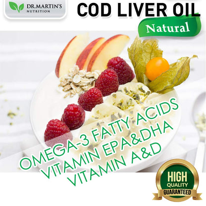 Burpless COD Liver Oil | 100 Softgels | Natural Source of Omega 3 Fatty Acids EPA & DHA | Vitamin A & D | Support Brain, Heart, Eye & Immune Health For Joints, Bones & Muscles Supplement No AfterTaste