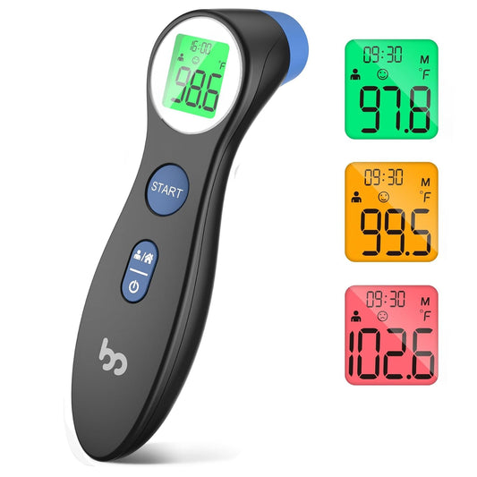 Forehead Thermometer for Adults and Kids, Digital Infrared Thermometer for Home with Fever Alarm, FSA HSA Eligible,1s Reading and 3-Color Indicator, No-Touch, Accurate