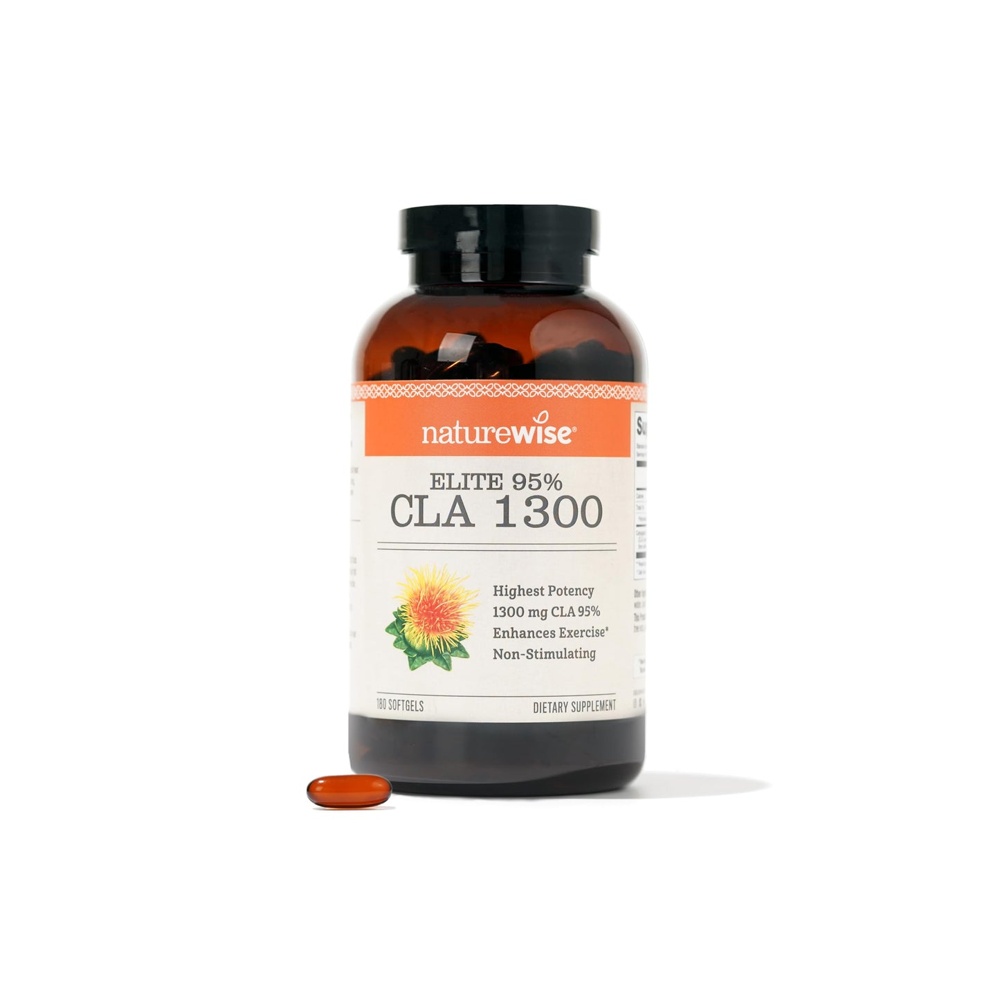 NatureWise CLA 1300 - CLA Supplement w/ 95% Active Conjugated Linoleic Acid for Women and Men, Non-Stimulating, Supports Weight & Fitness Goals - Non-GMO, Gluten Free - 180 Softgels[2-Month Supply]
