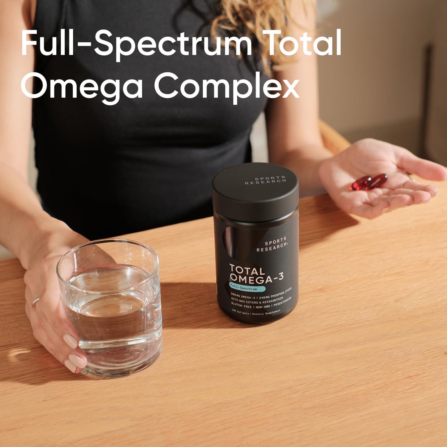 Sports Research Total Omega-3 Fish Oil from Wild Sockeye Salmon, Alaskan Pollock, Antarctic Krill, Astaxanthin + Phospholipids & Wax Esters for Absorption | 960mg of EPA & DHA (120 Softgels)