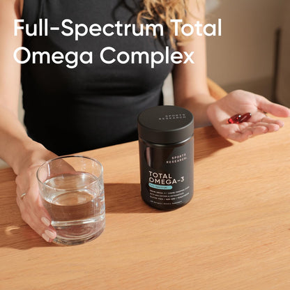 Sports Research Total Omega-3 Fish Oil from Wild Sockeye Salmon, Alaskan Pollock, Antarctic Krill, Astaxanthin + Phospholipids & Wax Esters for Absorption | 960mg of EPA & DHA (120 Softgels)